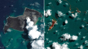 FOTOS: Imágenes satelitales muestran cómo el océano se ‘traga’ la isla del volcán de Tonga