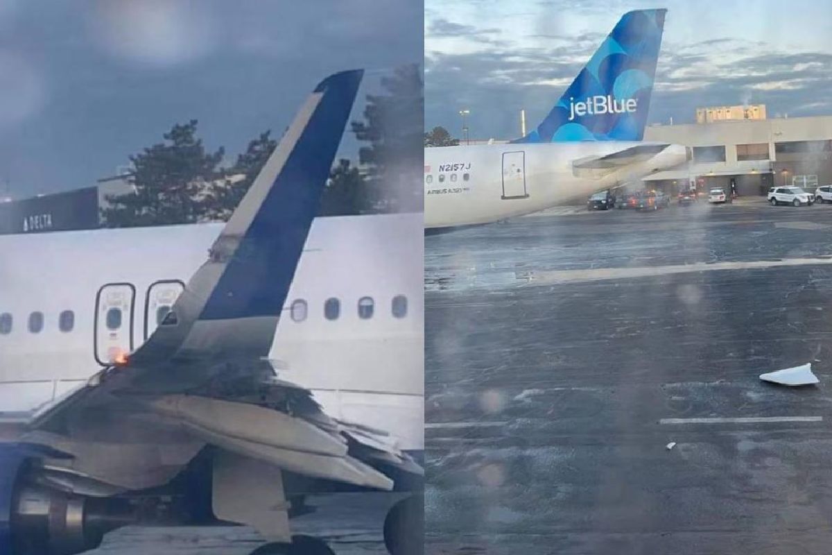 Dos aviones chocan en la pista de un aeropuerto