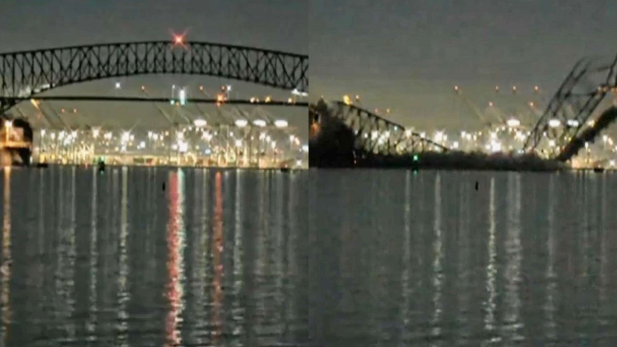 Personas cayeron al agua: Video muestra colapso de puente en Baltimore tras colisión de un barco con uno de sus pilares