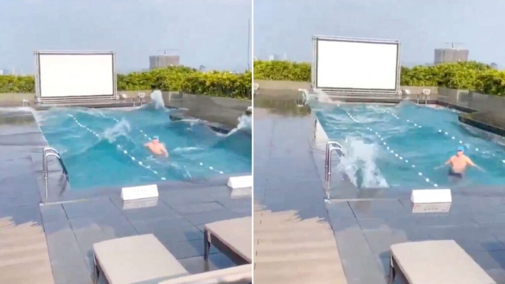 Estaba en una piscina en el momento preciso del terremoto en Taiwán: El video es impresionante