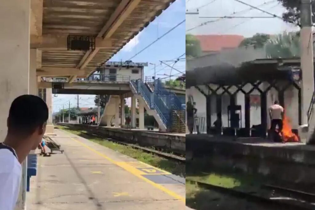 VIDEO: Hombre le prende fuego a su ex esposa en estación del Tren