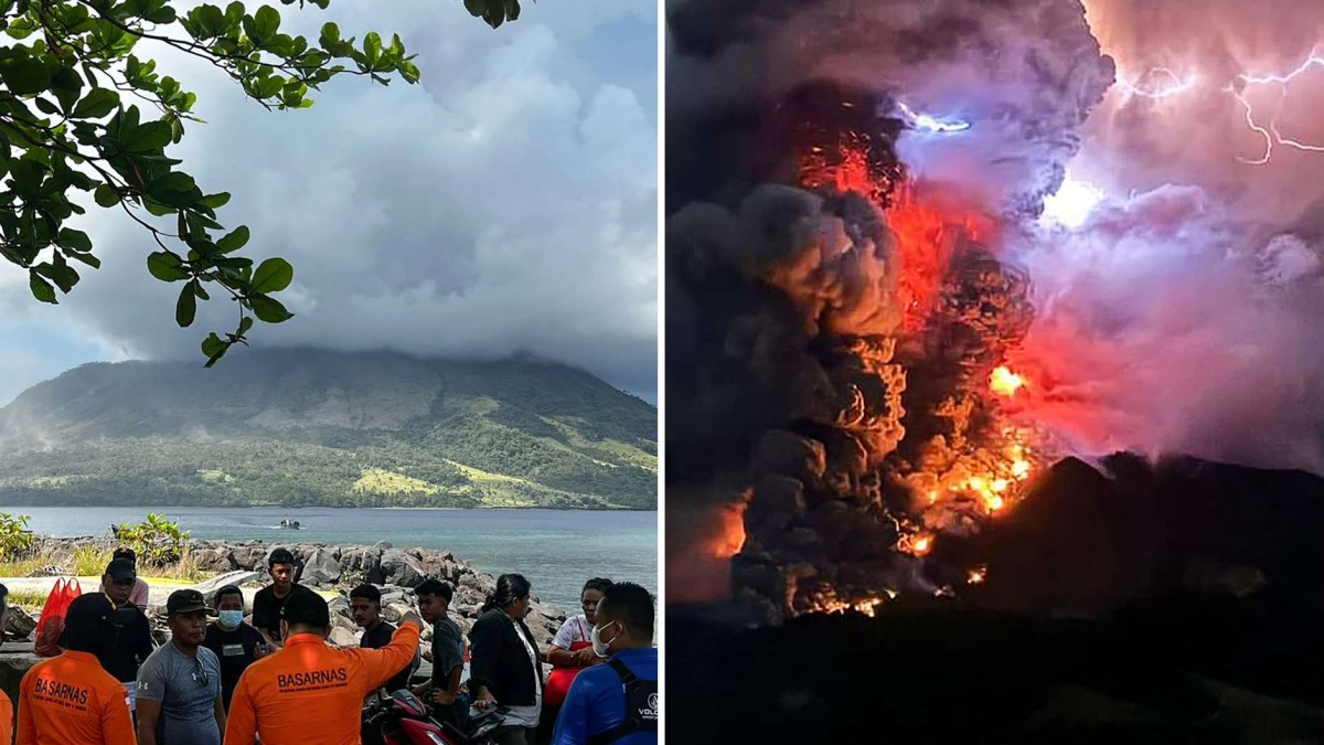 Evacúan a más de 30 mil personas por fuerte erupción de volcán y eventual tsunami en Indonesia