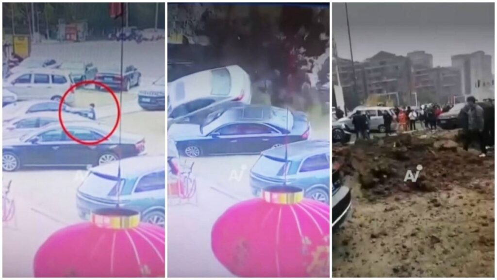 Video muestra cómo niño provoca enorme explosión tras lanzar petardos a una alcantarilla en China