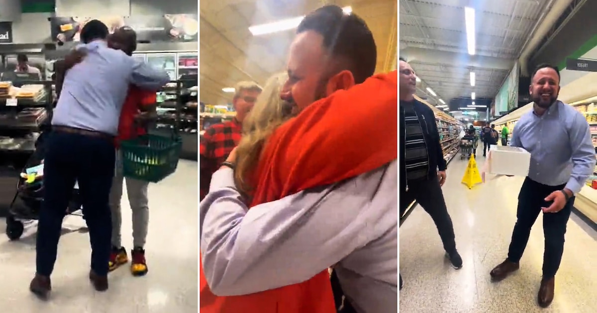 Su esposa le organizó una fiesta de cumpleaños en su supermercado favorito y su reacción se viralizó en TikTok