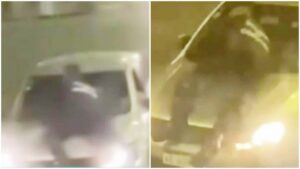 Conductor escapa de control vehicular y arrastra a un policía en el capó de su auto por varias cuadras