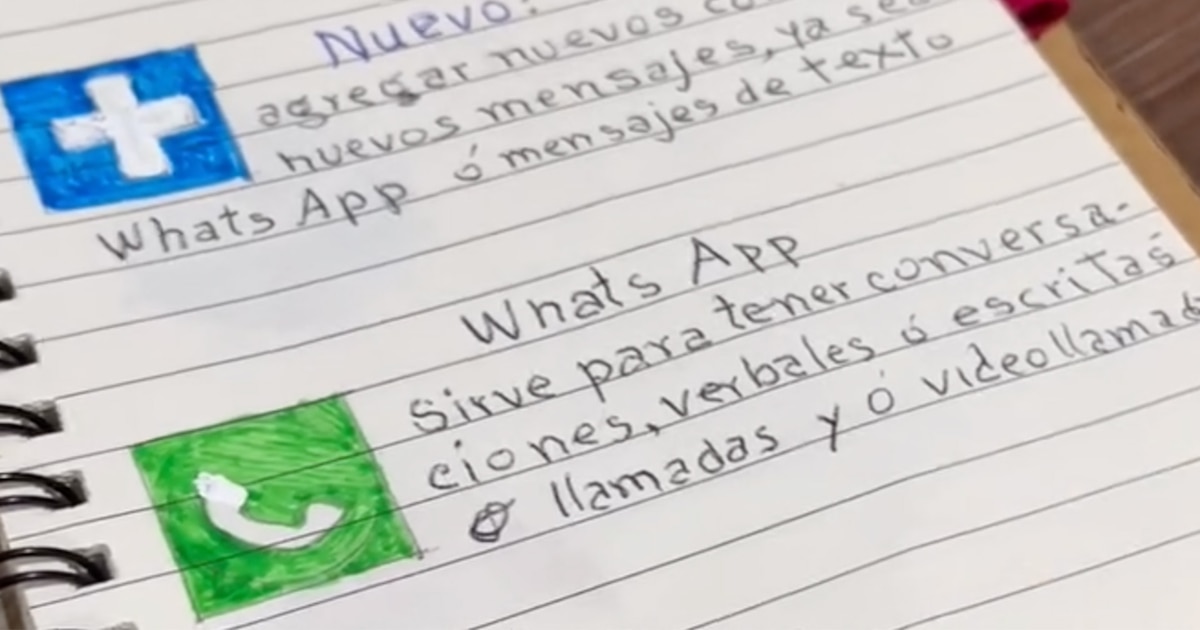 Un hombre de 93 años toma clases para aprender a usar el teléfono celular y sus apuntes enternecieron en las redes sociales
