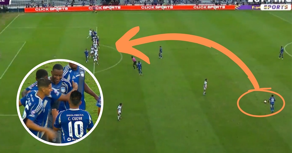 Christian Cueva colaboró en la remontada de Emelec ante Delfín en su debut: ejecutó centro para el gol de Romario Caicedo