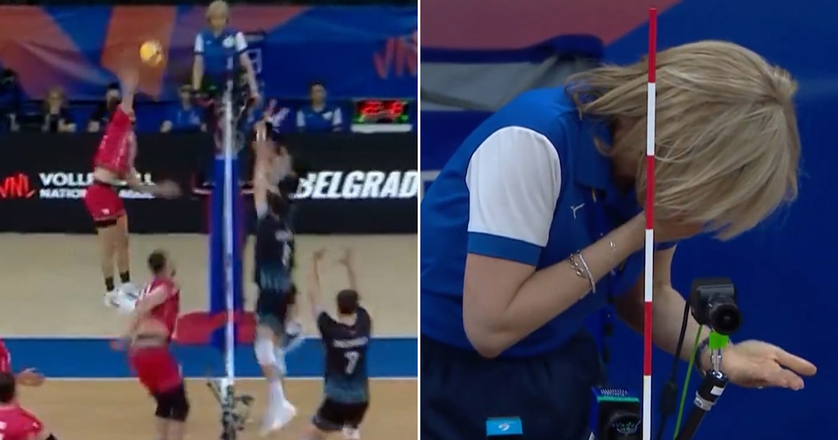 El violento pelotazo que recibió una jueza durante la derrota de la selección argentina de vóley en la VNL