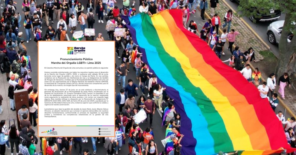 Marcha del Orgullo LGBTI+ 2025 enfrenta bloqueos a un día del evento por parte de Jesús María pese a contar con autorización
