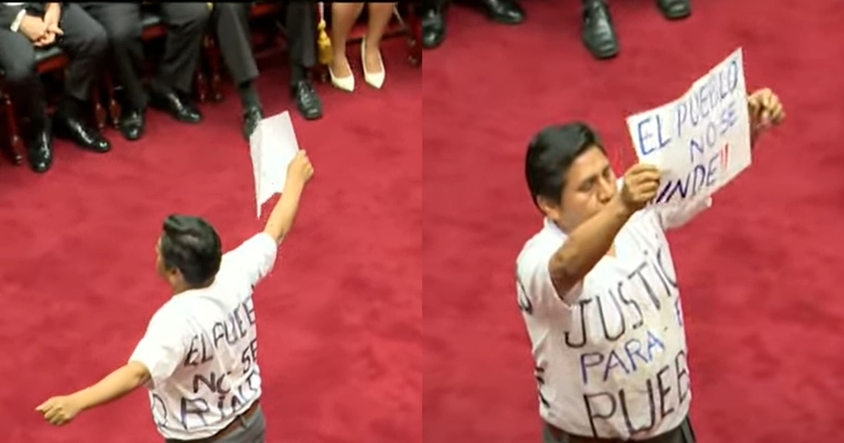 Protestas en el Congreso durante discurso presidencial de Boluarte