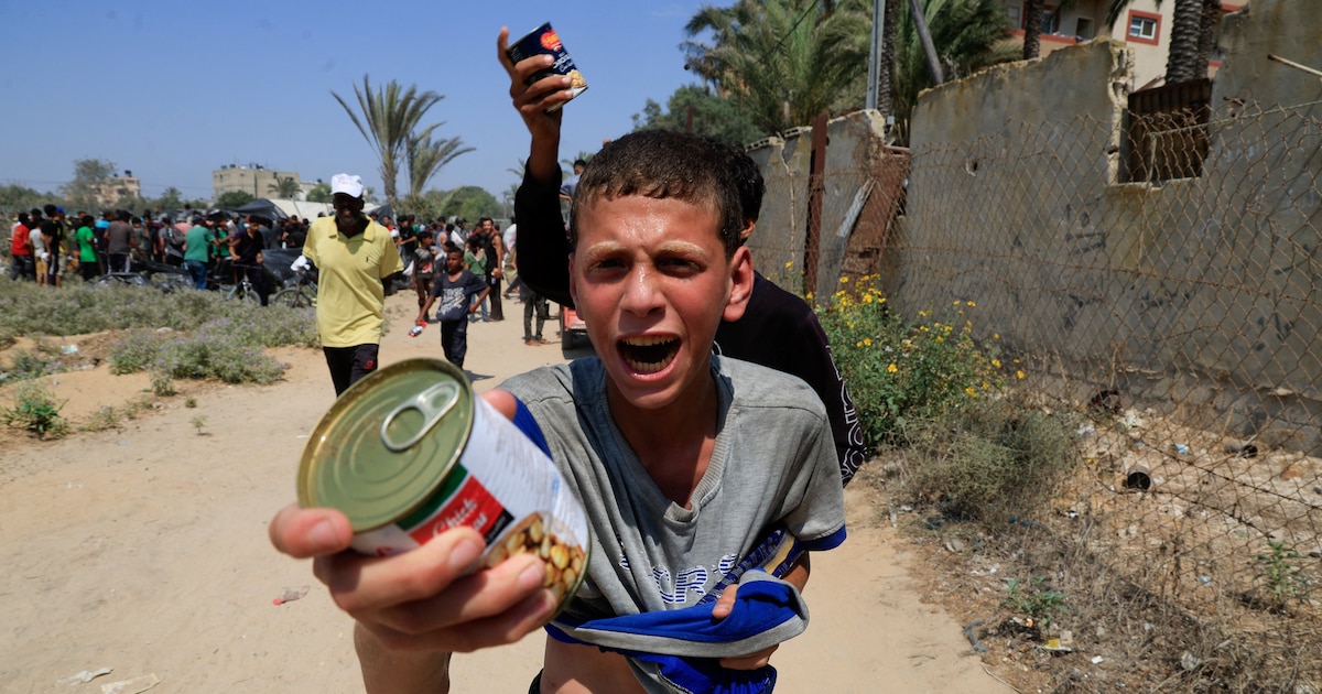 Civiles de Gaza luchan por alimentos en caída de ayuda aérea