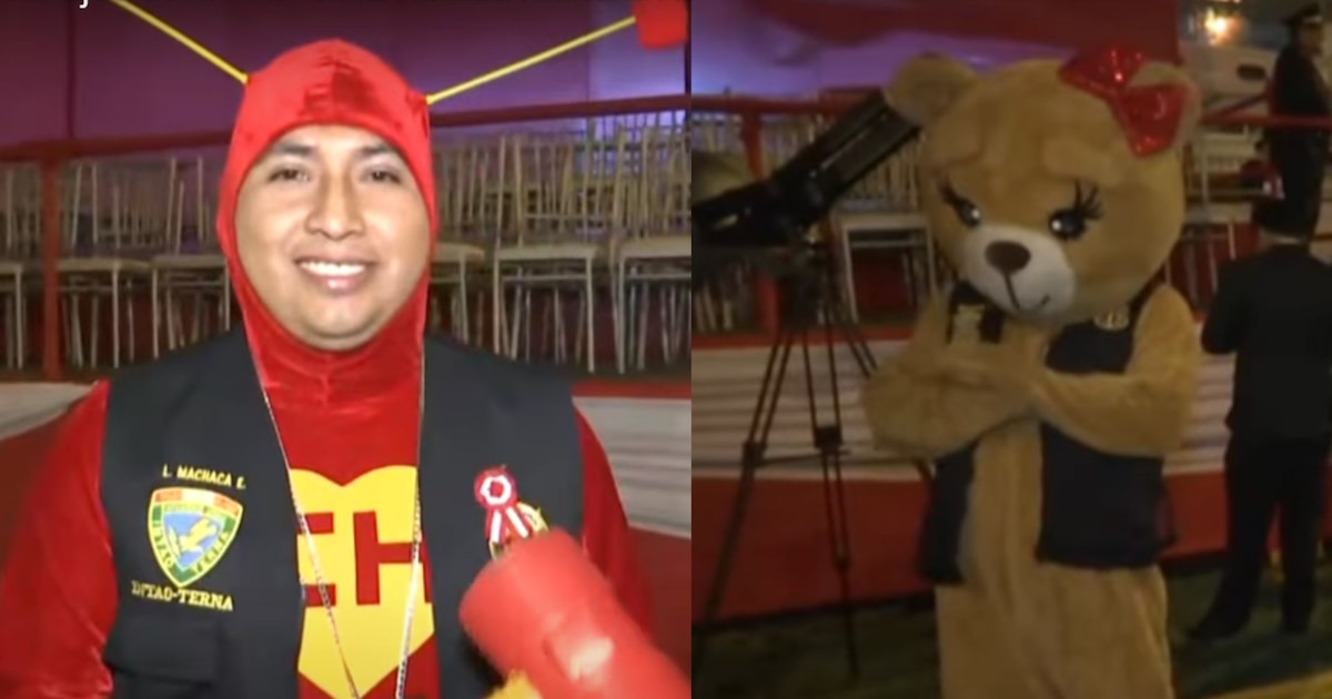 Personajes icónicos de la Policía Nacional, como el ‘Chapulín Colorado’ y el ‘Capibara Terna’, se preparan para desfilar en la cercana Parada Militar