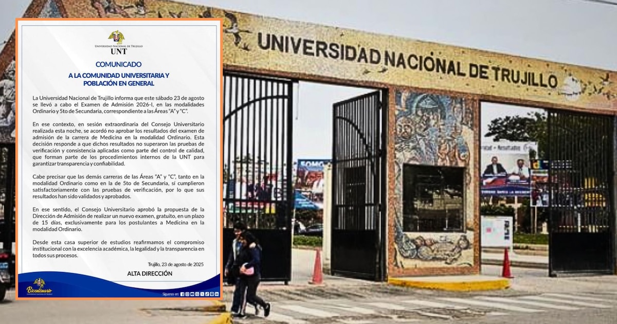 Consejo Universitario de la UNT anula resultados de examen de Medicina 2026-1 por fallas y convoca a una nueva prueba en 15 días
