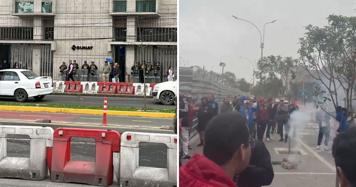 Aficionados de Universitario protestan frente a SUNAT por retraso en nombramiento del nuevo administrador
