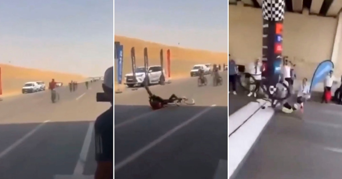 ¡Celebración prematura termina en caída y caos en el Campeonato Iraquí de Ciclismo!