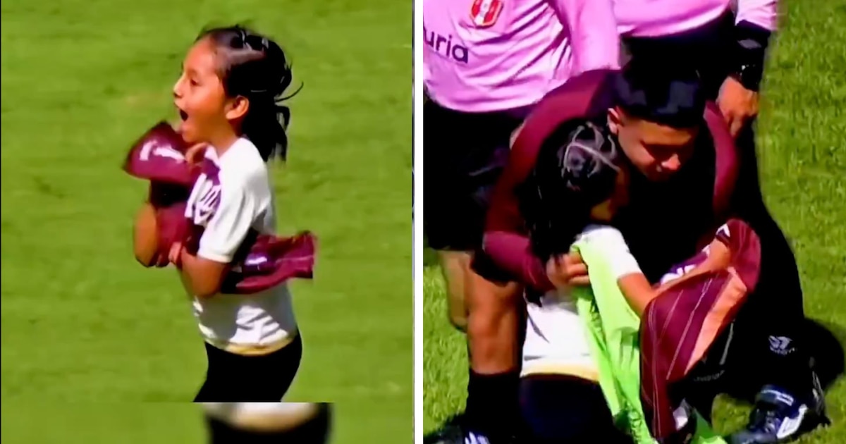 Pequeña aficionada de Universitario emociona al recibir la camiseta de Jairo Concha en Huánuco