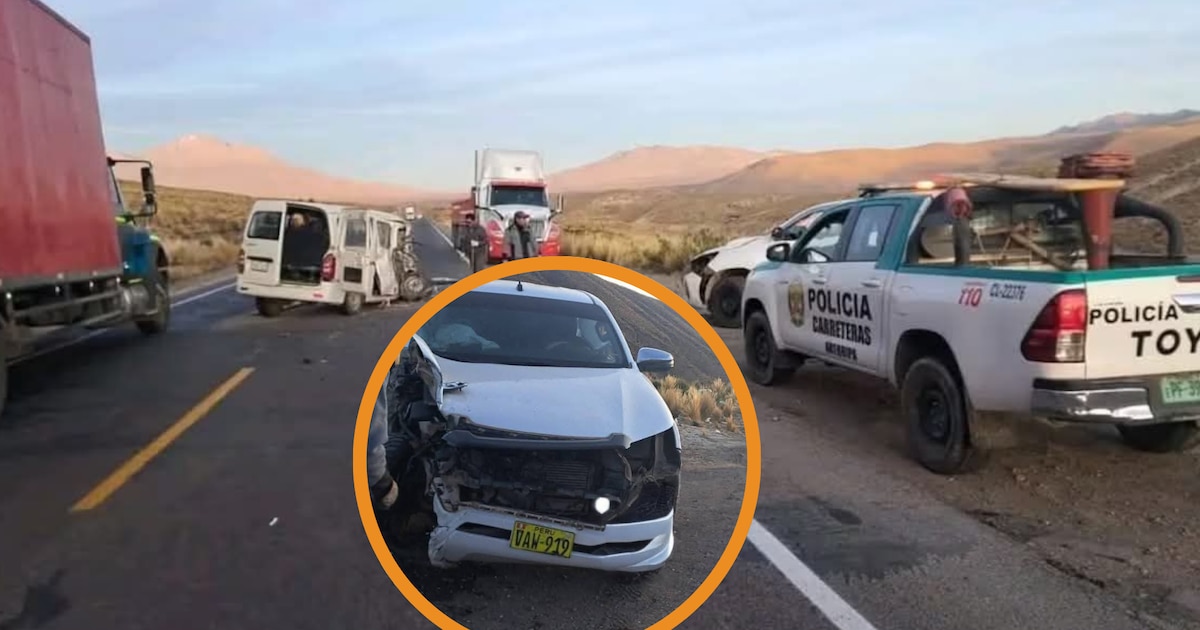 Accidente en Arequipa-Puno deja 14 heridos tras colisión frontal entre miniván y camioneta en Pampa Cañahuas
