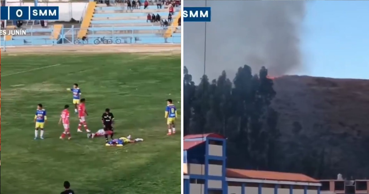 Incendio forestal de fondo en partido de Copa Perú que define final