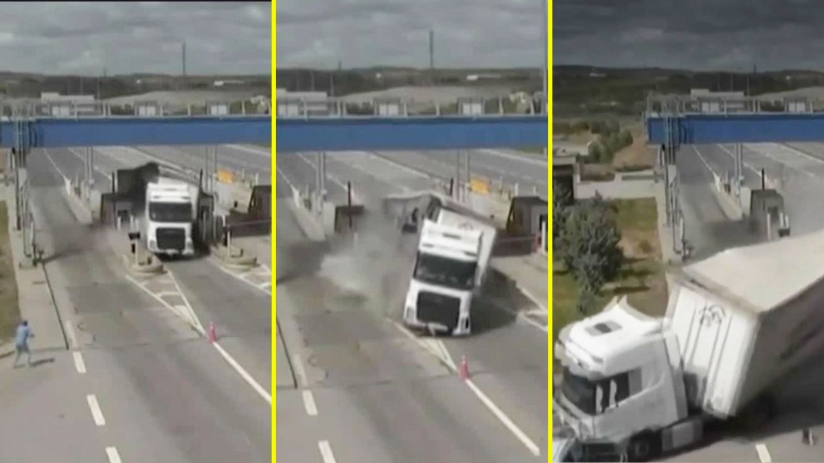 Camión fuera de control destroza peaje y policía en EE.UU.: cinco heridos en impacto brutal
