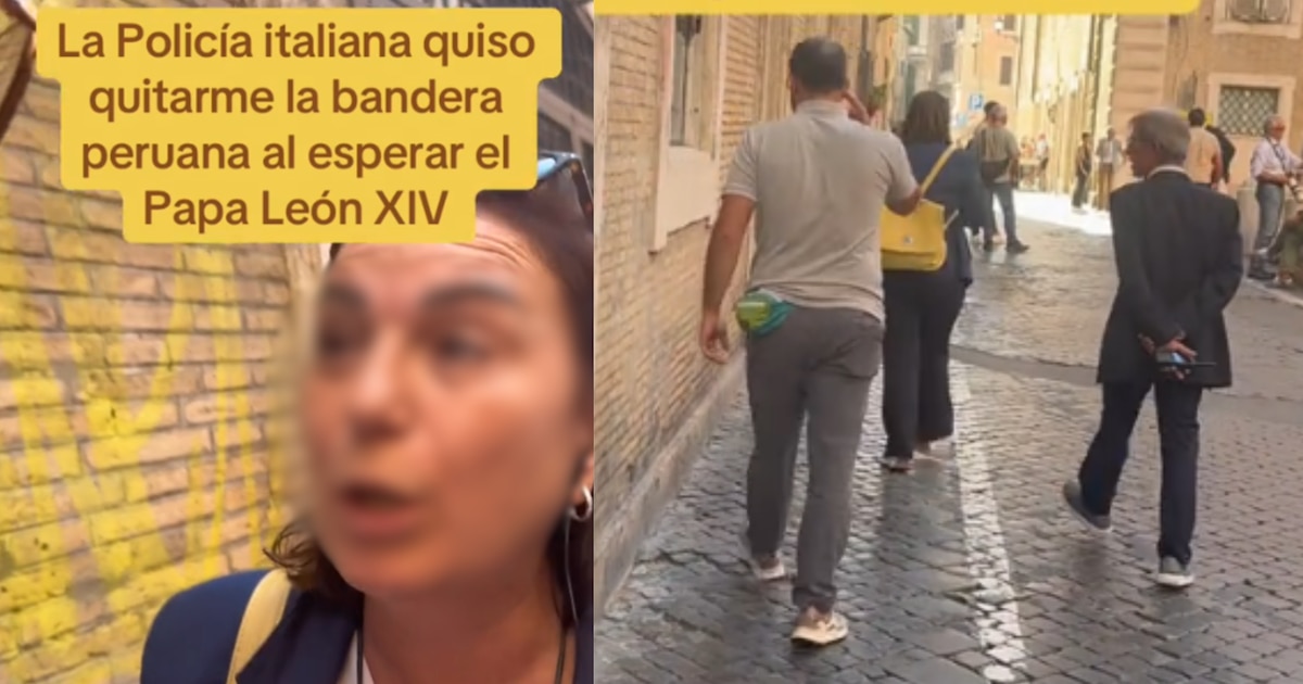 Peruana denuncia intento de policía italiana de quitarle la bandera durante espera por León XIV