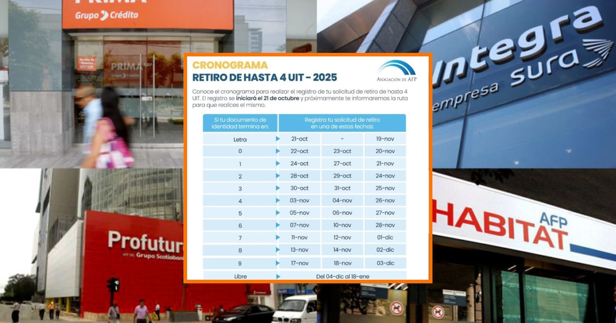 Retiro AFP 2025: cronograma oficial según último dígito del DNI