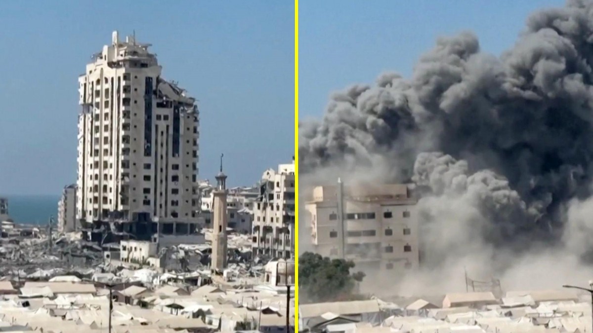 ¡Impactante! Israel destruye un rascacielos en Gaza en segundos y causa caos