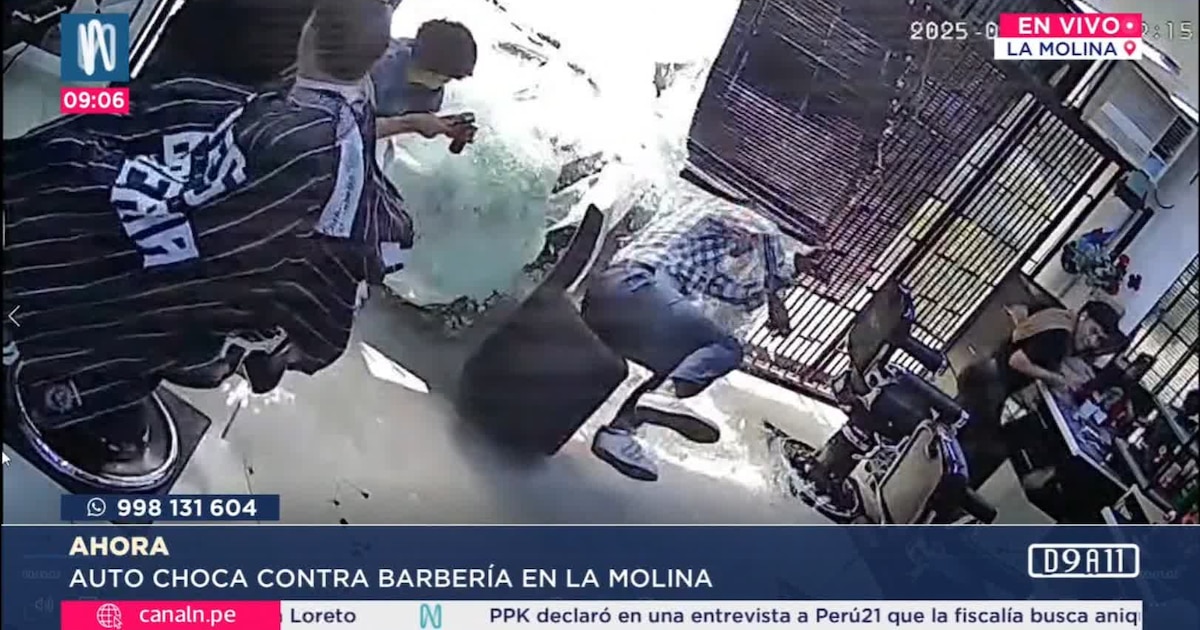 Conductora pierde el control y choca contra barbería en La Molina