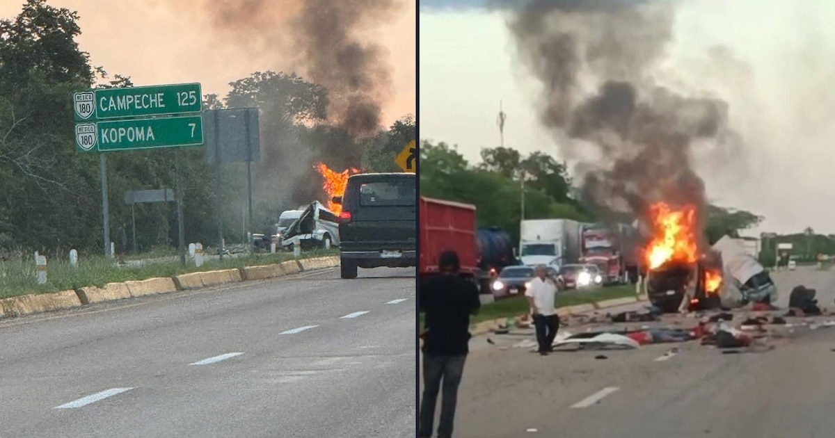¡Tragedia en la autopista Mérida-Campeche: 15 muertos tras impactante choque entre taxi colectivo y tráiler!