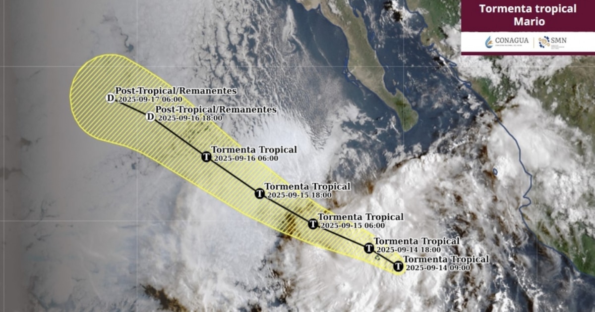 ¡Alerta máxima! Tormenta tropical Mario se reactiva frente a Baja California Sur y desata lluvias, vientos y oleaje peligroso