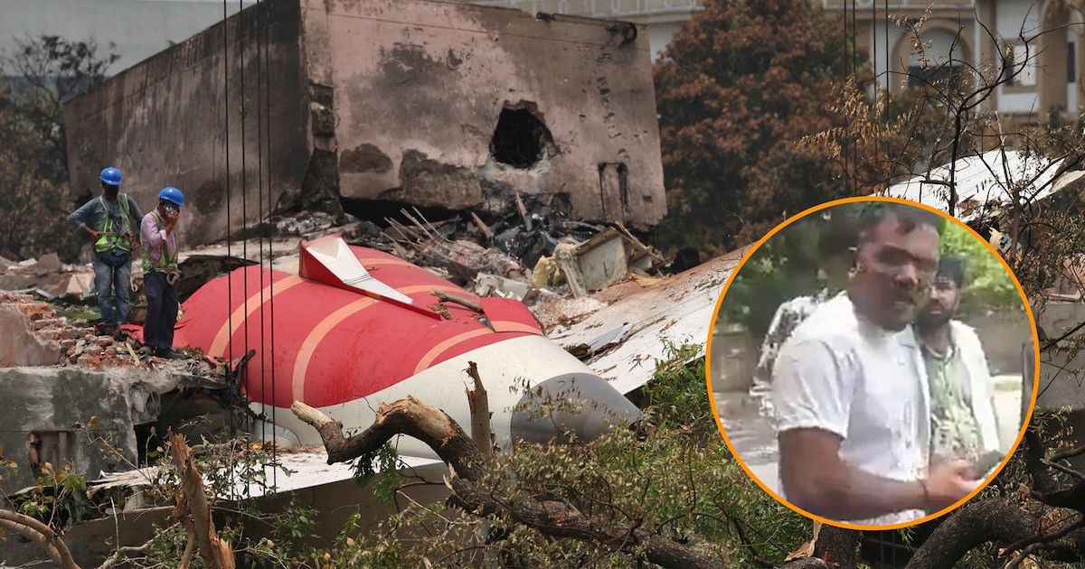 ÚNICO SUPERVIVIENTE DEL ACCIDENTE AÉREO DE AIR INDIA CAMINA ENTRE LA DESTRUCCIÓN QUE MATÓ A