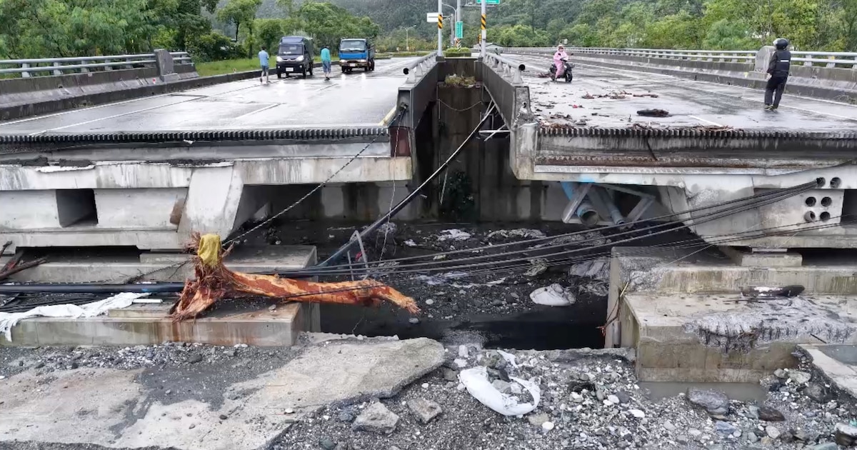 Desastre en Taiwán: puente destruido por desbordamiento de lago tras tifón Ragasa, deja 14 muertos y más de