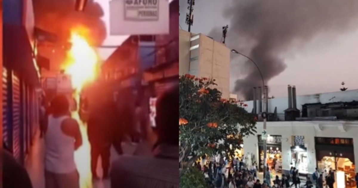 Incendio destruye galería en jirón Huanta, Barrios Altos, Centro de Lima
