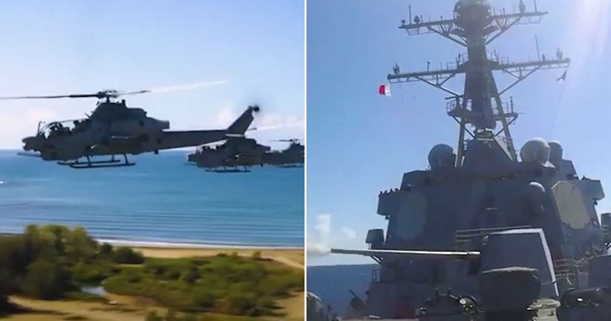 Estados Unidos realiza ejercicios de fuego real con barcos de guerra y marines en el mar Caribe en condiciones de combate real