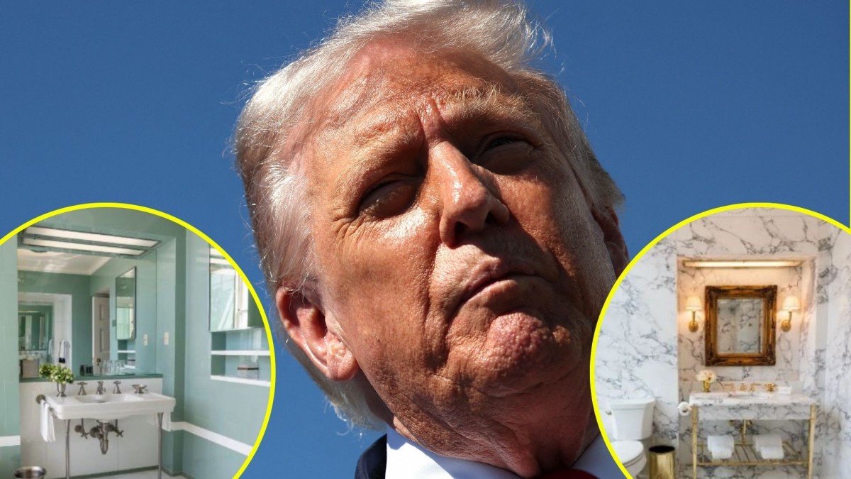 ¡Trump reinventa la Casa Blanca: revela lujoso baño de mármol y oro tras demoler el Ala Este!