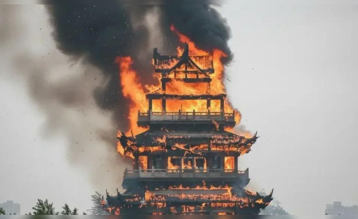 Incendio devastador arrasa el templo Yongqing en China: pérdida irreparable en el pabellón Wenchang