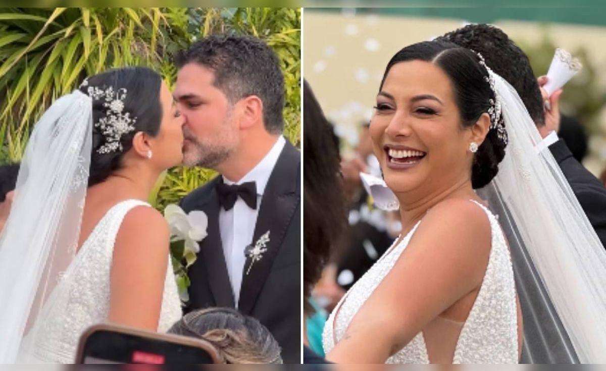 Natalia Salas emociona al llegar al altar en su boda religiosa con Sergio Coloma