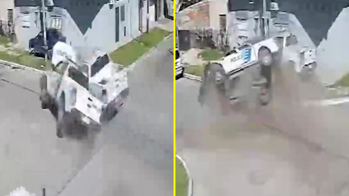 Video capta colisión entre dos patrullas policiales durante persecución en González Catalán, Buenos Aires