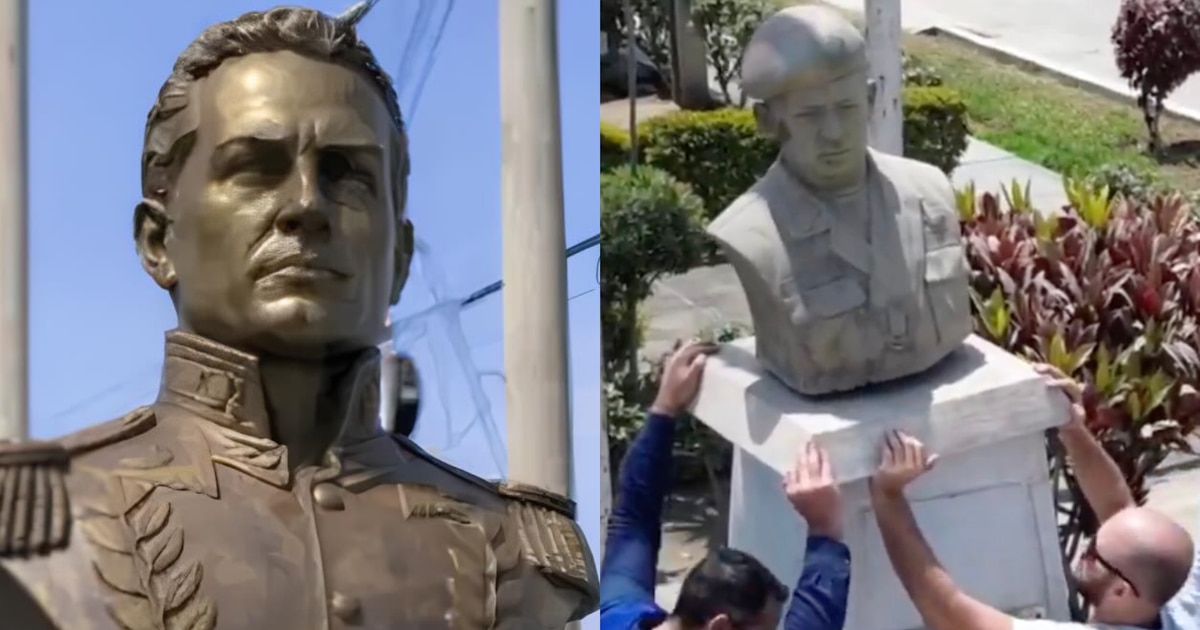 Venezolanos retiraron estatua del dictador Hugo Chávez y la reemplazan con busto de Simón Bolivar