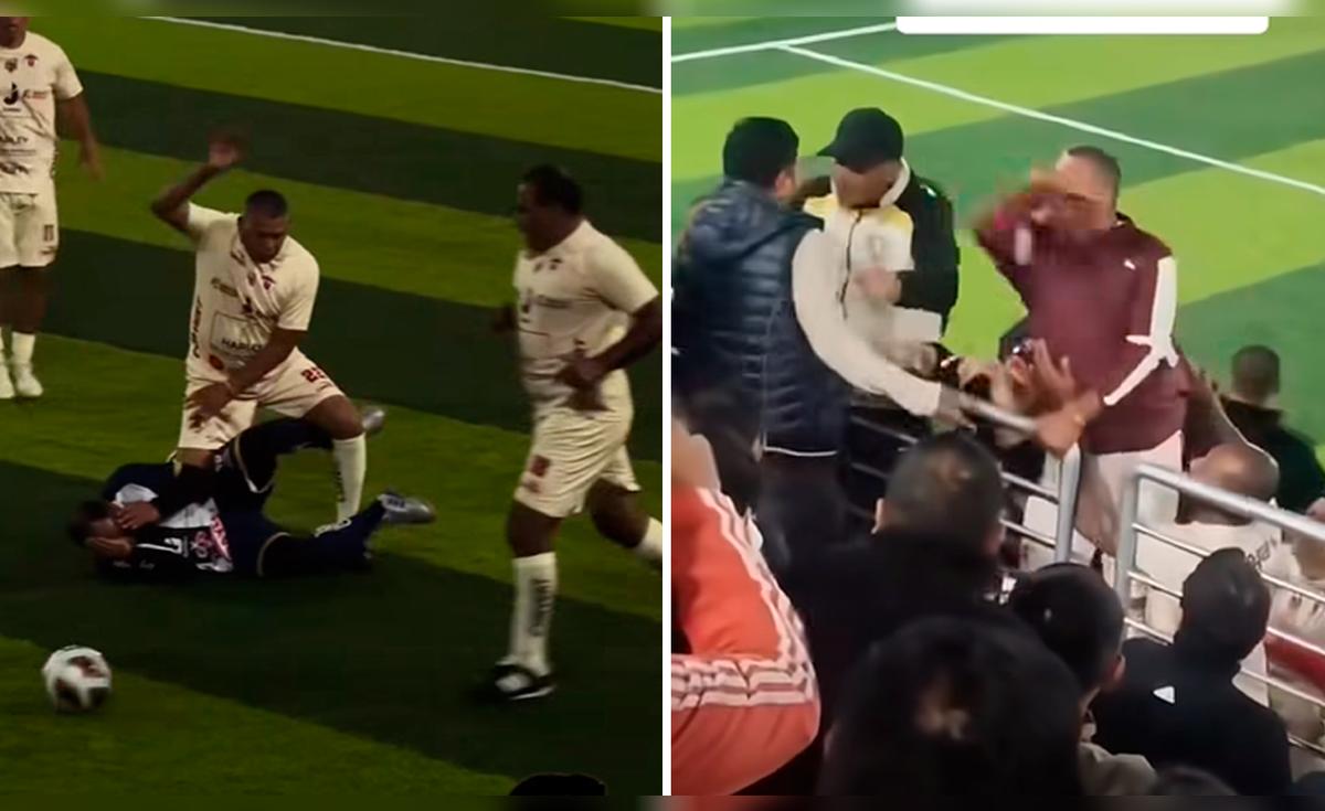 ‘Puma’ Carranza causa caos en el Clásico de Leyendas: agrede a Pedro García y fan en la tribuna