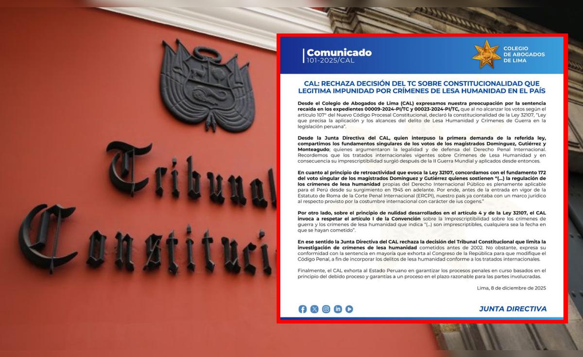 CAL rechaza fallo del TC y advierte riesgo de impunidad en crímenes de lesa humanidad