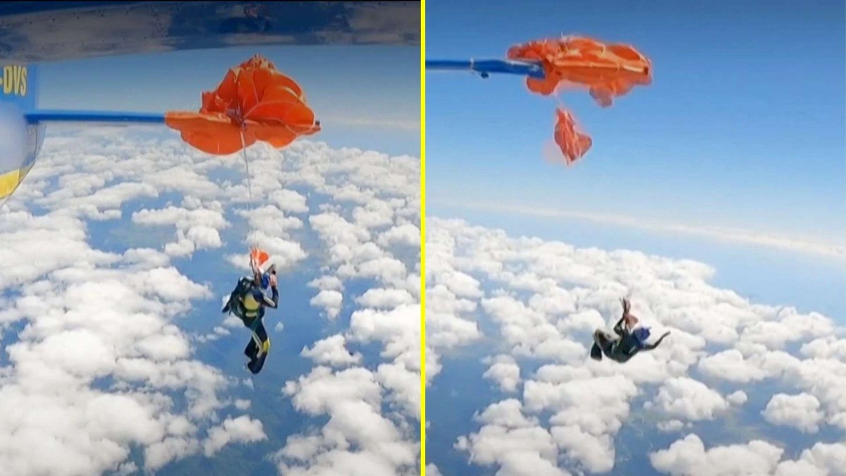 Paracaidista se atrapa en la cola de un avión a 1,000 metros de altura en Australia y sobrevive de milagro